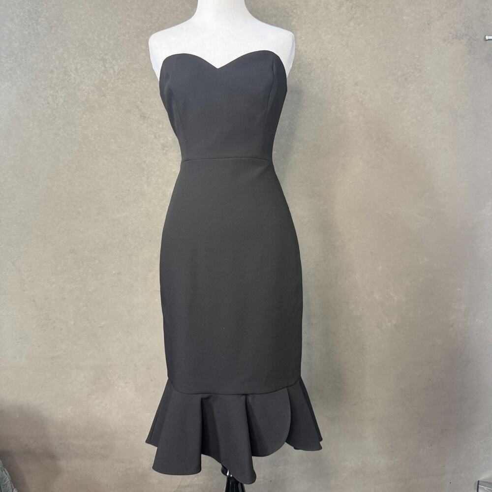 BCBGMAXAZRIA Black Strapless Mermaid Cocktail Dress Sweetheart Size 8